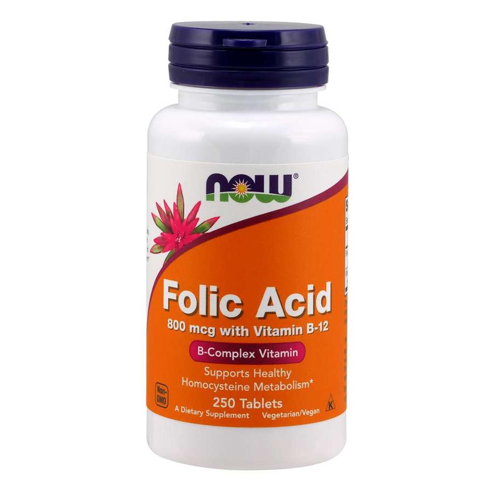 Now Folic Acid 800 mcg with Vitamin B-12
