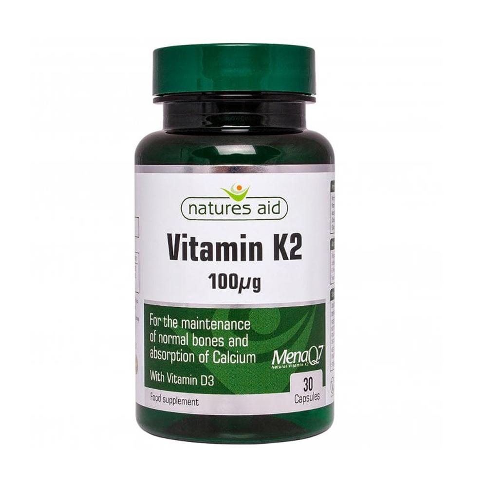 نيتشرز ايد - فيتامين ك2 (100 ملغ) ومينا كيو7 (مع فيتامين د3)