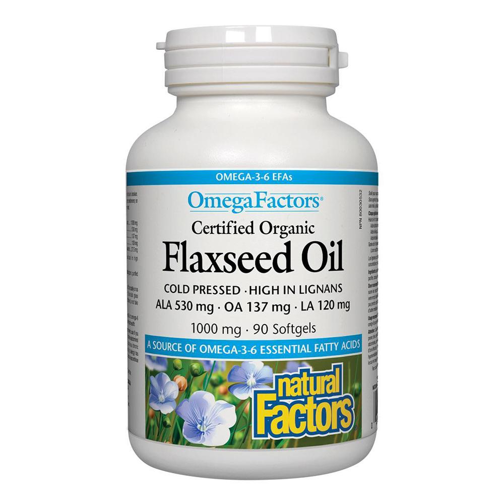 Natural Factors - Certified Organic Flaxseed Oil 1000mg